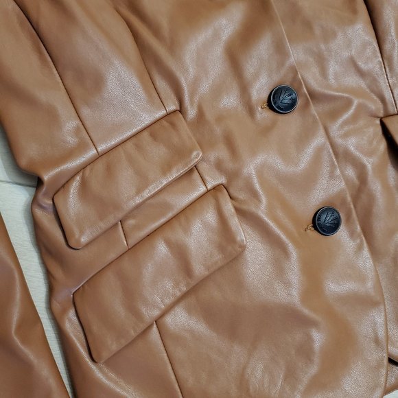 Brown Faux Leather Jacket - Picture 5 of 8